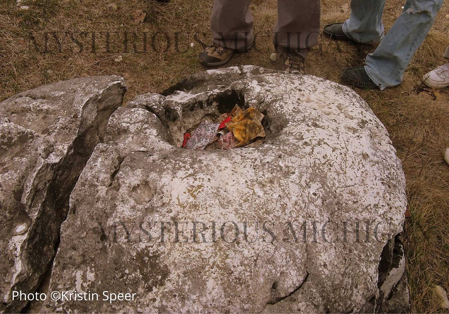 Beaver Island Stonehenge offering rock